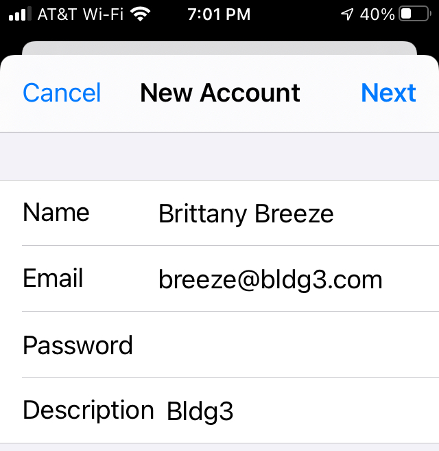 IOS mail settings